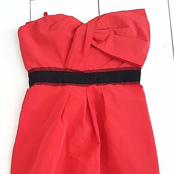 New BCBGMaxAzria Bow Dress XS Red Mini Cocktail - Picture 2 of 5